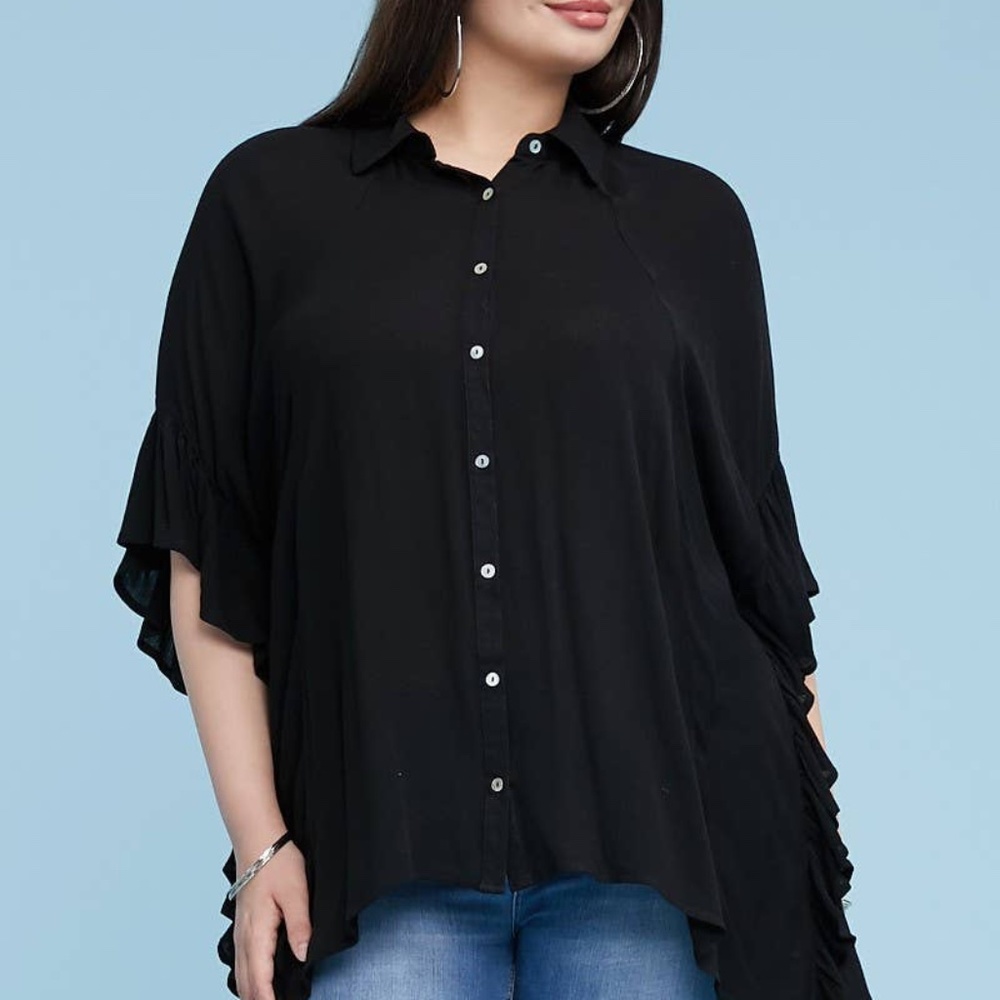 Ruffled Button Down Top